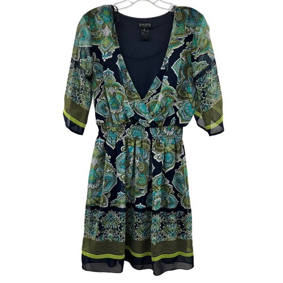 Enfocus Studio Women's 3/4 Sleeve Paisley A-Line Dress Size 6 Above Knee - Picture 1 of 9
